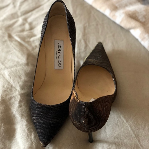 Jimmy Choo Abel Zebra-Print Lamé Pump, Black/Amber - Picture 6 of 10